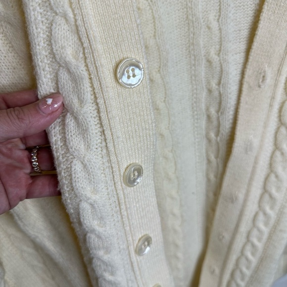 Vintage Jantzen Cable Knit Cardigan Sweater XL Cream Made in USA - Picture 2 of 5